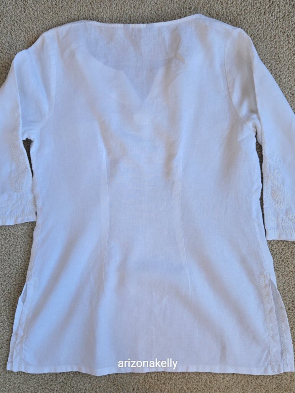 NWOT Linen Tunic Embroidered Split Hem Tommy Bahama Size Small - Picture 8 of 9